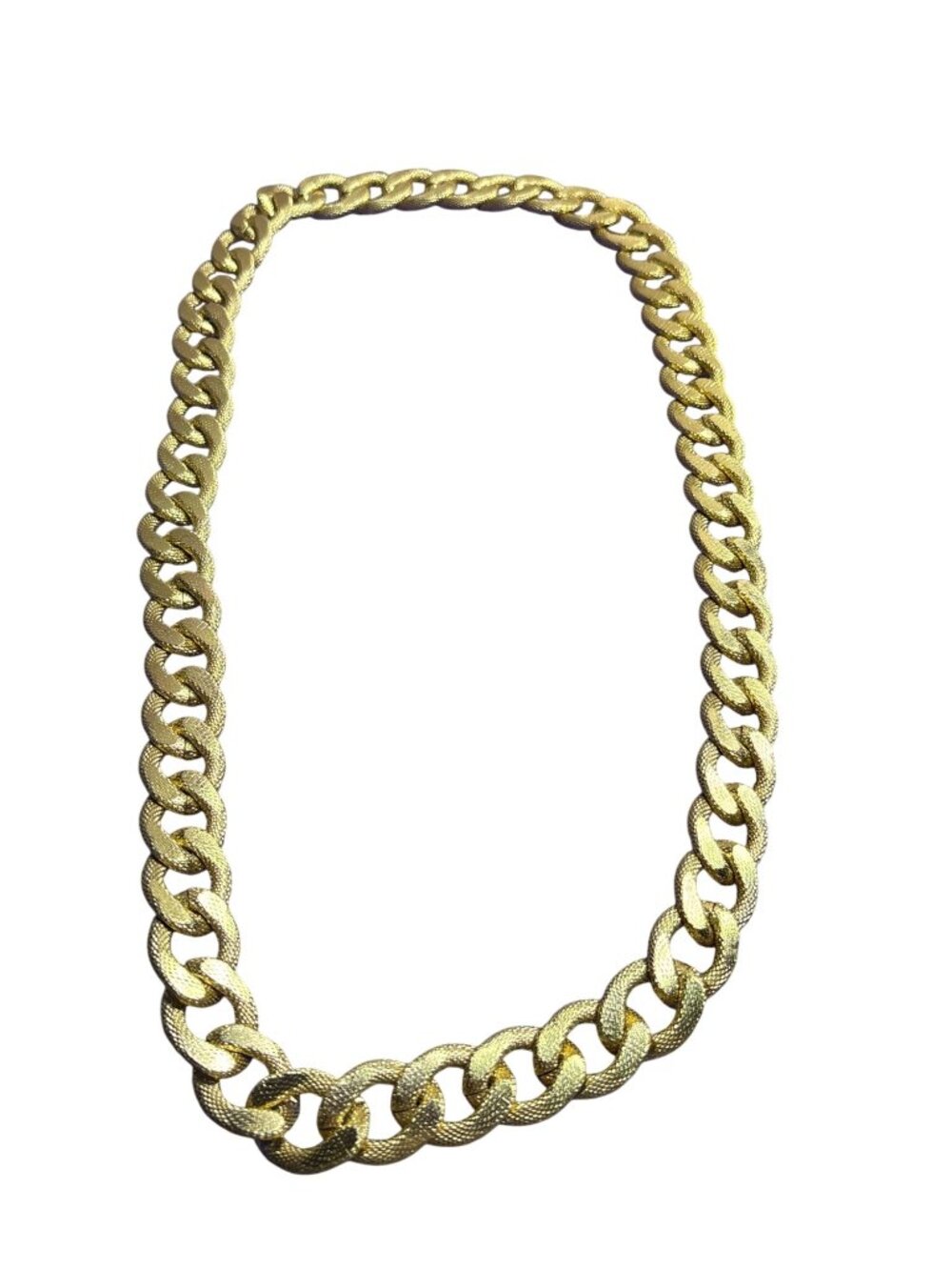 Chunky Flat Textured Goldtone Chain Necklace No Clasp 30 inches Long